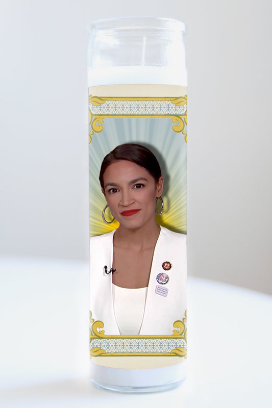 Alexandria Ocasio-Cortez Blue Framed Candle