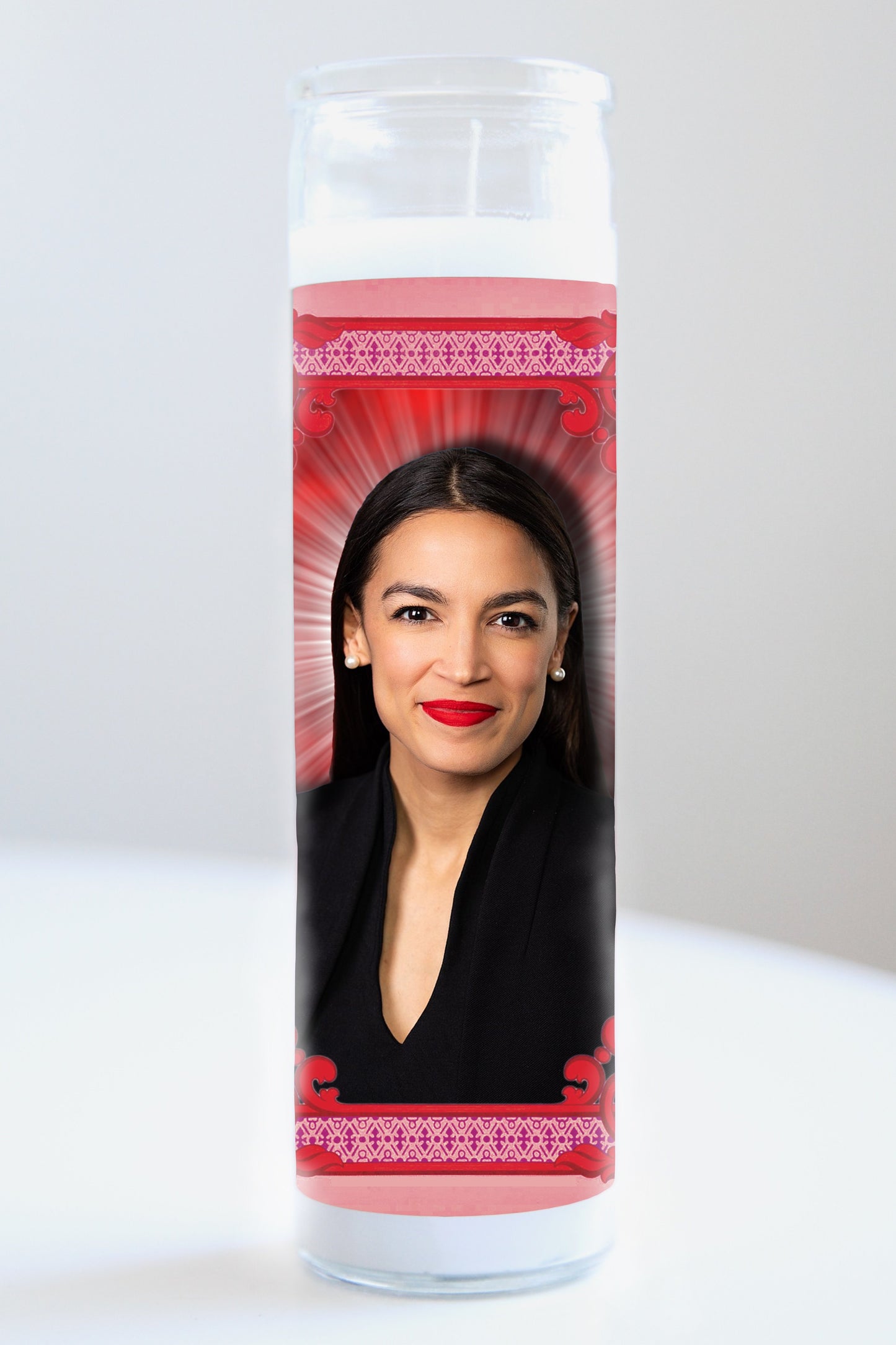 Alexandria Ocasio-Cortez Red Framed Candle