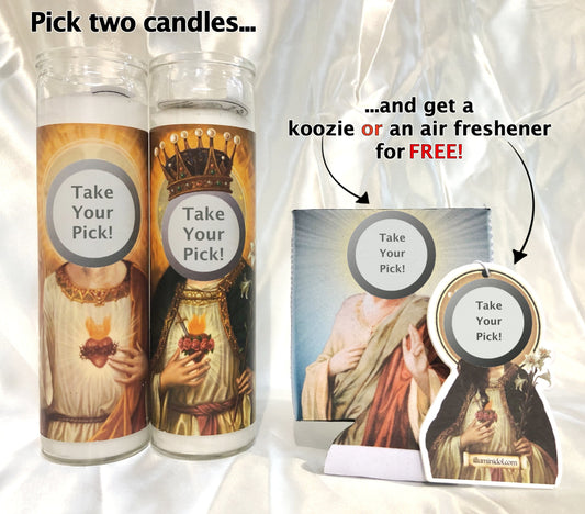 FREE Air Freshener OR Can Hugger Bundle (with purchase of 2 candles)!